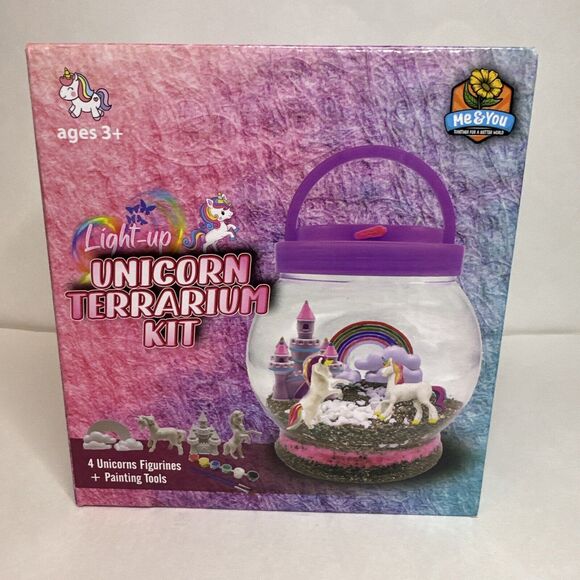 Me & You Light-Up Unicorn Terrarium Kit for Kids Great Birthday Gift - Picture 1 of 4
